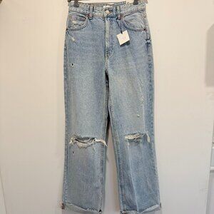 NWT Zara Distressed High Rise Wide Leg Jeans Size 6